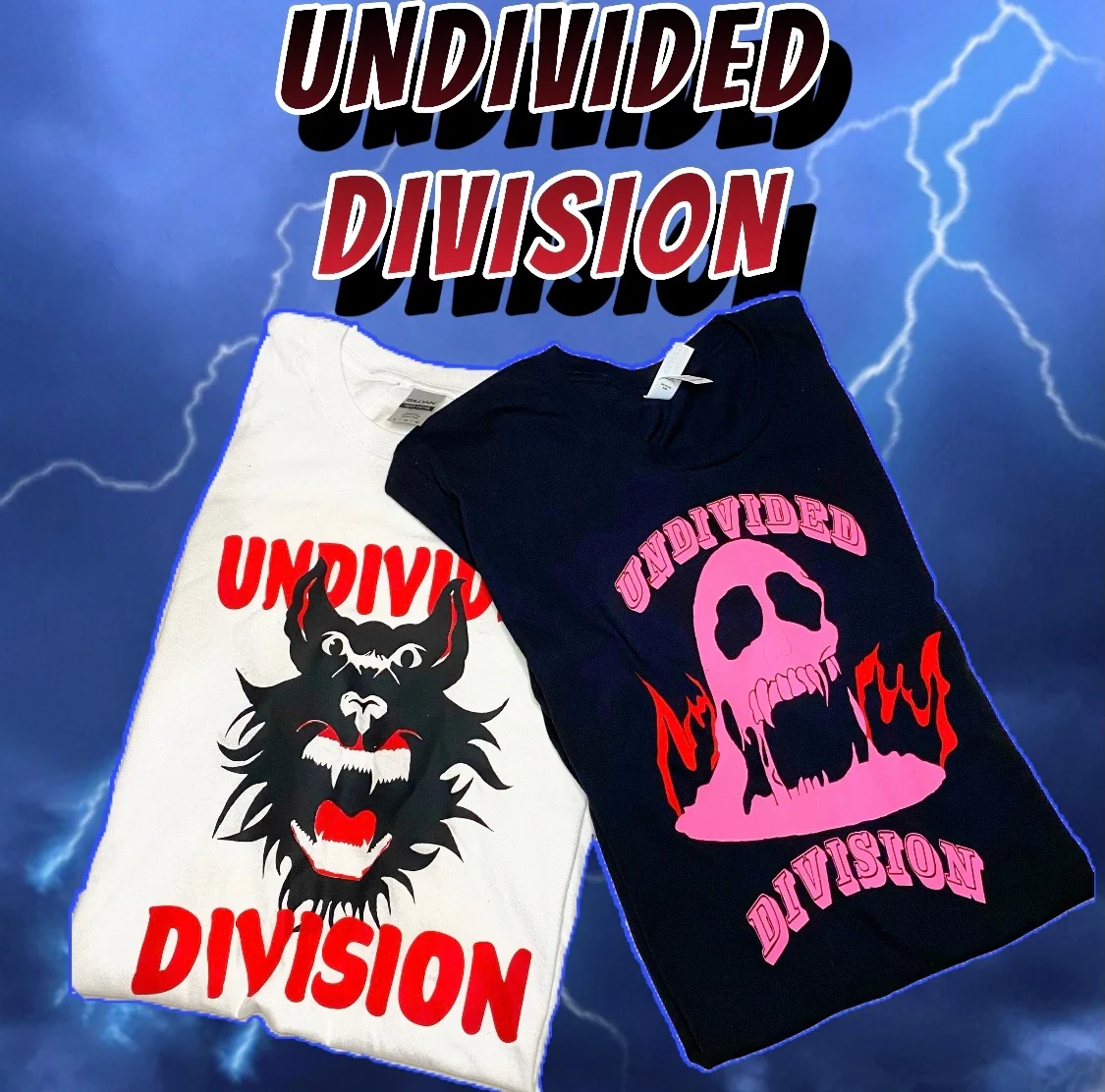 Undivided Division wolf and pink skull original graphic tees